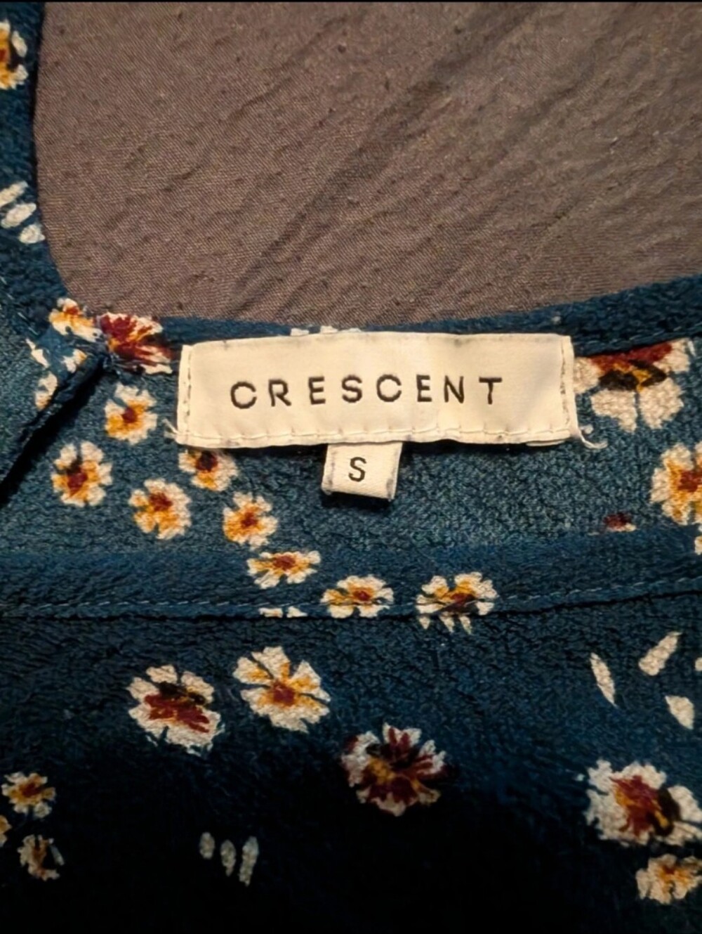 Crescent Blue Floral Cold Shoulder Blouse Small Strappy V-Neck 3/4 Sleeve - Picture 5 of 5
